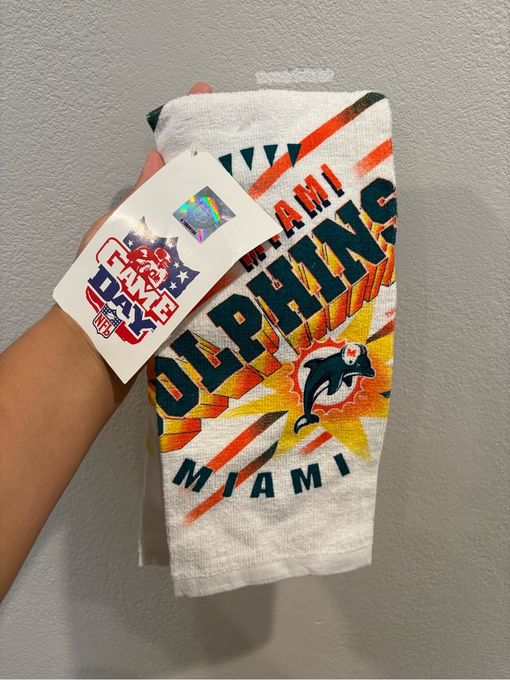 vintage Miami Dolphins NFL 1997 Kitchen Dish Towel New Old Stock